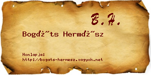 Bogáts Hermész névjegykártya